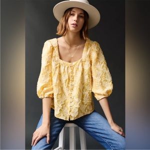 Anthropologie Yellow Floral Blouse